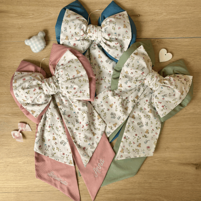 Fiocco Nascita Doppio Orsetto nel Bosco Personalizzato