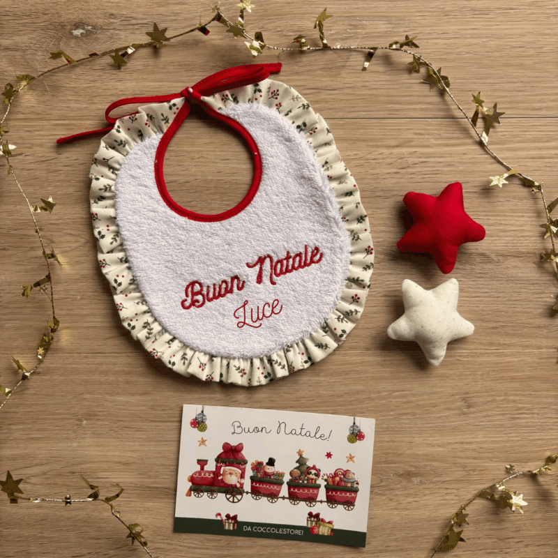 Bavaglino Buon Natale con Volant personalizzato - immagine 3