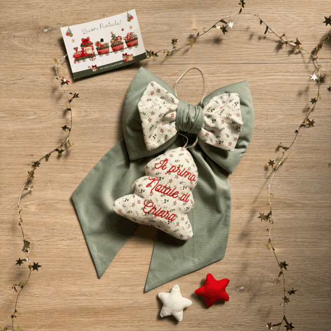 Fiocco natalizio “Il primo Natale di…” personalizzato