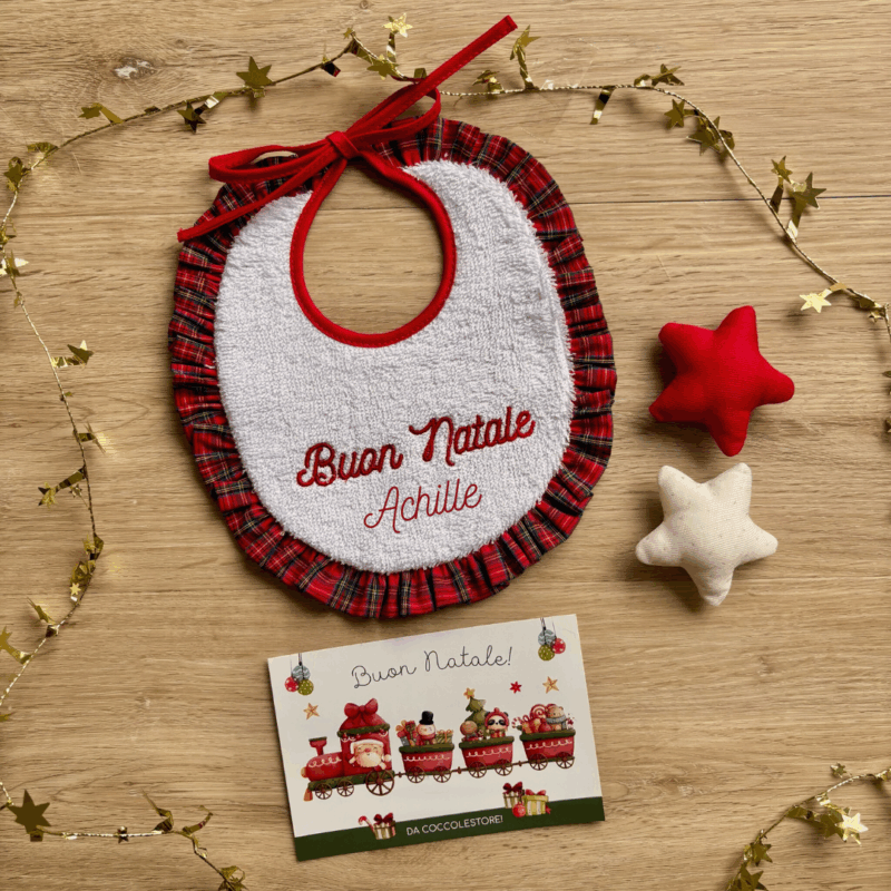 Set Regalo Bavaglino e Babbucce Scozzese personalizzato - immagine 2