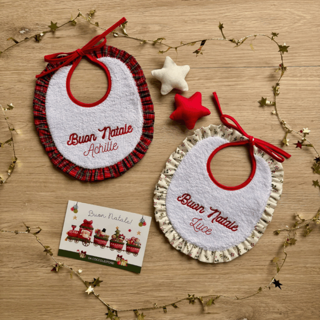 Bavaglino Buon Natale con Volant personalizzato