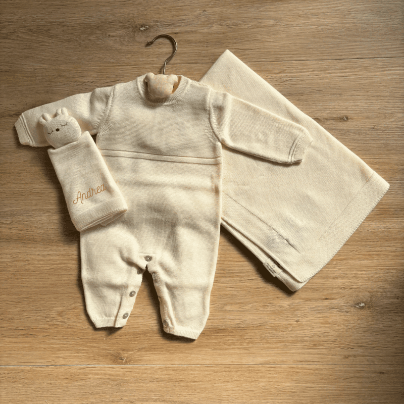 Set regalo nascita personalizzato in pura lana - immagine 4