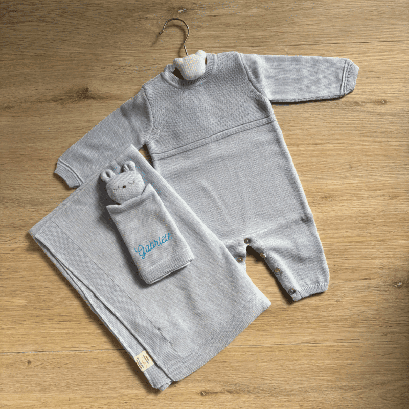 Set regalo nascita personalizzato in pura lana - immagine 7
