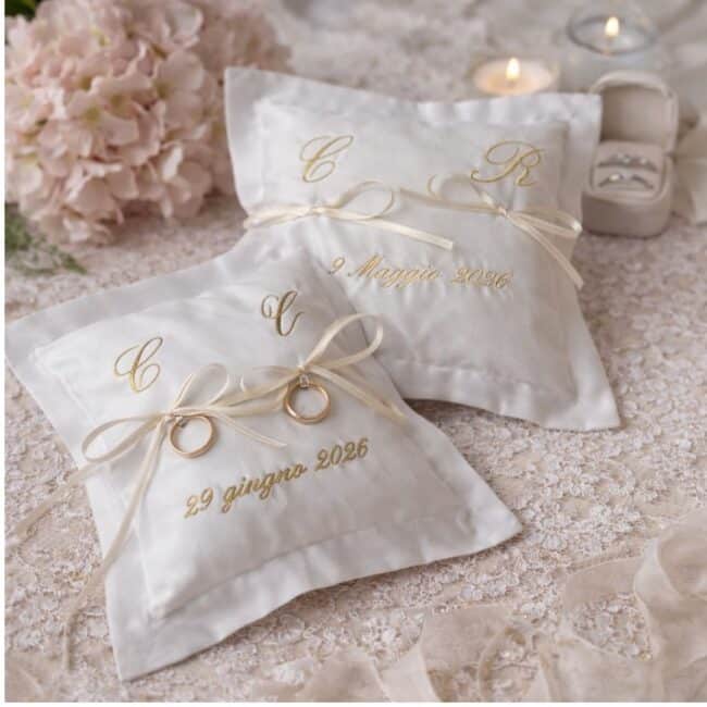 Cuscino porta fedi personalizzato in raso di cotone