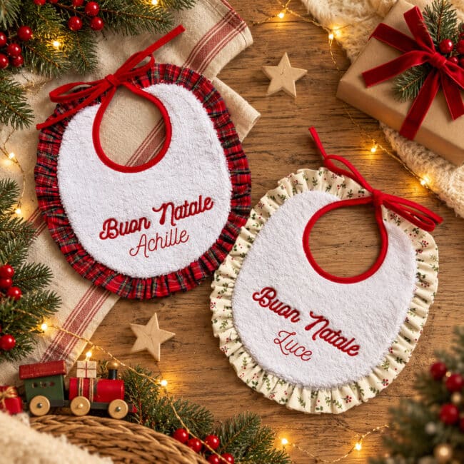 Bavaglino Buon Natale con Volant personalizzato