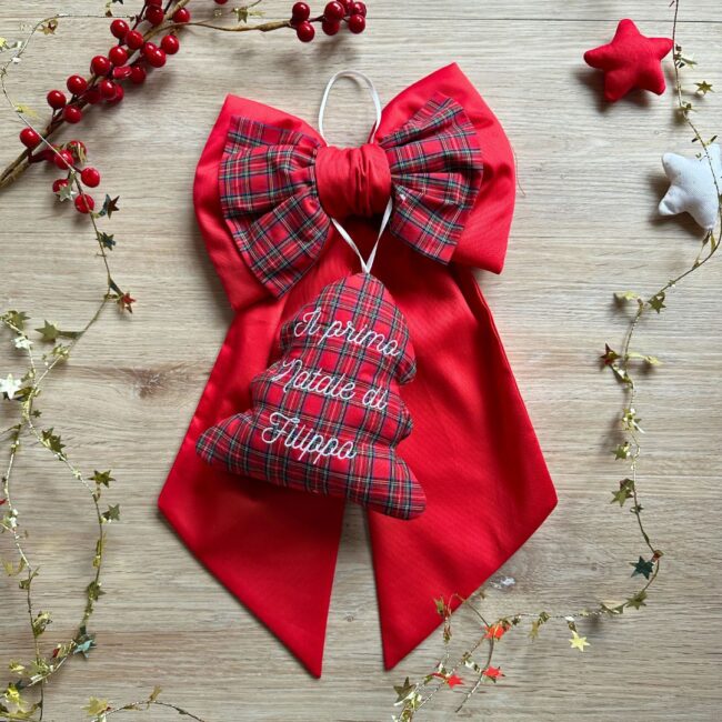 Fiocco Tartan “Il primo Natale di…” personalizzato