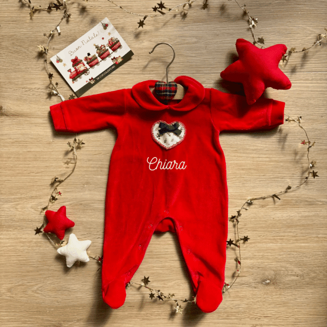Tutina Neonato Cuore Agrifoglio Personalizzata