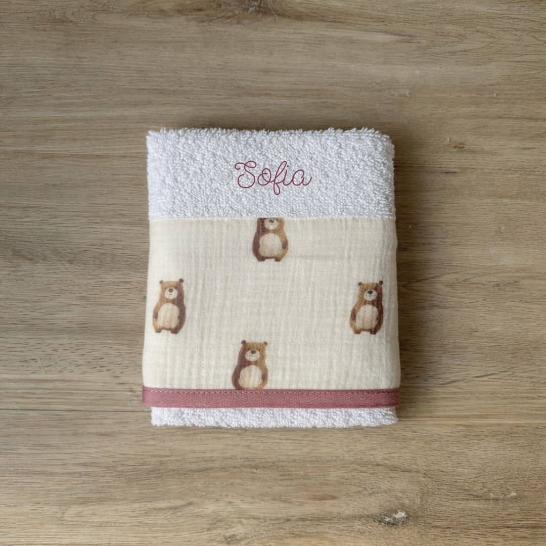 Corredino Personalizzato garza orsetti malva - immagine 2