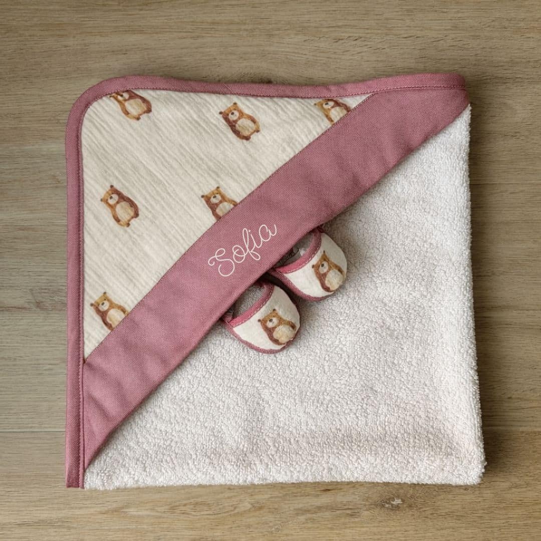 Corredino Personalizzato garza orsetti malva - immagine 3