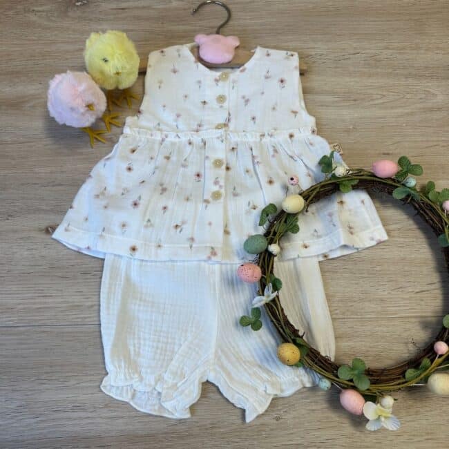 Completo in garza fiorellini corto