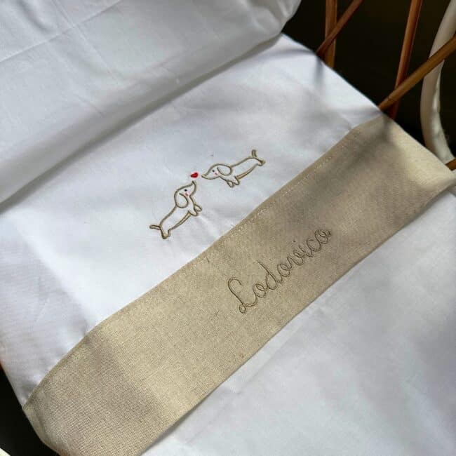 Lenzuolino neonato personalizzato Culla Bassotti