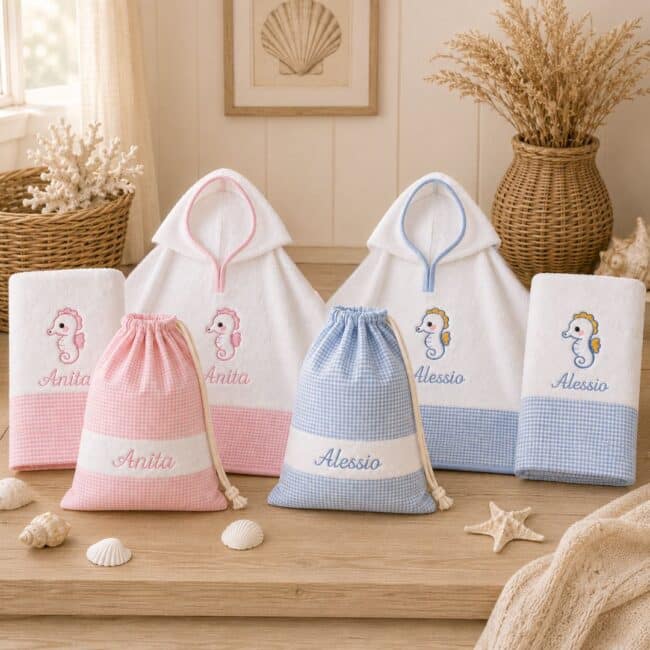 Set bagnetto 3 pezzi personalizzato con ricamo cavalluccio